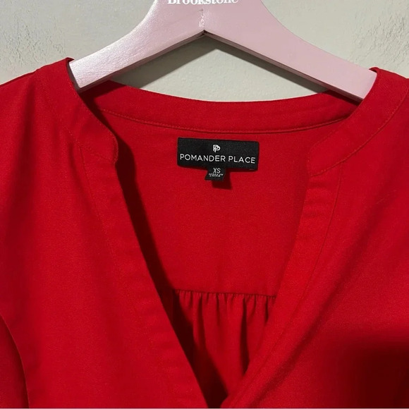 Tuckernuck Pomander Place Red Crepe Kenzo Top Size XS - Picture 4 of 9